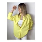 Zulu Kadın Oversize Poplin Gömlek, Sarı, Standart Beden