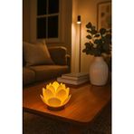 Zulya Lotus Çiçeği Tasarımlı Dekoratif Plastik LED Mumluk Tealight - Sıcak ve Zarif Işık - Beyaz