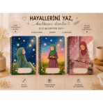 Zumio 3'lü A5 Defter Seti Tesettür Tatlı Kızlar 60 Yaprak Spiralli Çizgisiz Tasarım Günlük Not ve Planlama İçin