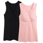 ZUMIY Emzirme Üstü, Kadın Emzirme Gömleği Emzirme Kıyafetleri Gebelik Emzirme Üstü, Siyah Pembe Nokta/2'li paket, L