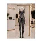 Zumoo Dantel Detaylı Vücut Çorabı Kadın Transparan Fantazi Body Çorap Tulum Siyah Standart