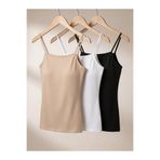 Zumoo Kadın Askılı Atlet 3'lü Set,%95 Pamuk%5 Likra Basic İç Giyim Üstü - Siyah/Beyaz/Ten Çok Renkli 2XL