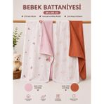 Zümra Baby Çok Amaçlı Çift Taraflı Müslin Örtü & Battaniye 2'li Set %100 Organik Pamuk 80X80 cm - Kiremit - Pembe - 80 x 80 cm