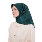 Zümrüt Benekli Twill İpek Eşarp