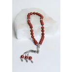 Zümrüt Doğal Taş Official Jasper Kırmızı Faset Kesim 8 Mm Doğal Taş Tesbih TSBH5273
