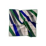 Zümrüt Şeritli Twill İpek Eşarp