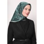 Zümrüt Soyut Etnik Desen Twill İpek Eşarp