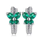 Zumrut Tasli Isiltili Diamond Fiyonk Kelebek Kadin Gumus Kupe
