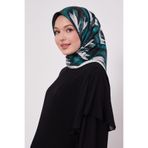 Zümrüt Yansıma Görünümlü Twill İpek Eşarp