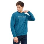 Zümrüt Yazı Nakışlı O Yaka Rahat Form Erkek Sweatshirt - 88020 S Zümrüt