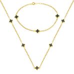 Zümrüt Yeşili Van Cleef 14 Ayar Kolye Bileklik Set