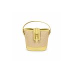 Zuna Studio Orijinal Hasır Butter Yellow Kova Model Gold Toka Detaylı Kadın El ve Omuz Çantası