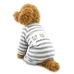 ZUNEA Küçük köpekler için çizgili pijama, pamuk, köpek kıyafeti, sweatshirt, kıyafetler, rahat, yumuşak, boş zaman, sonbahar, evcil hayvan, kedi, köpek, kıyafet, gri, beden XL