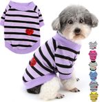 Zunea Küçük köpekler için köpek tişörtleri, yazlık tişört, çizgili, köpek yavrusu kıyafeti, payetler, kalpli sweatshirt, yumuşak, kısa kollu, Beden XS/S, evcil hayvan, kız, erkek çocuk, kıyafet, kazak