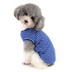 Zunea Küçük köpekler, kediler, evcil hayvanlar için köpek tişörtü, yaz için çizgili tişört, havalı yelek, köpek yavruları, Basic, Tank-Top, yumuşak pamuk, Chihuahua, köpekler için kıyafet, mavi, beden