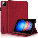 Zunhai Xiaomi Pad 6s Pro Için Hayat Ağacı Deri Tablet Kılıfı (Yurt Dışından) - Kırmızı