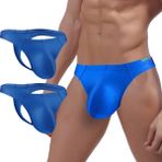 ZUOLAIYIN Erkek Jockstrap Tanga Yumuşak Slip T-Sırt Streç Sportif İç Çamaşırı Seksi G-String Düşük Bel Yüksekliği Kavisli Çanta, 2'li paket (8187): Mavi / Mavi, XXL