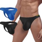 ZUOLAIYIN Erkek Jockstrap Tanga Yumuşak Slip T-Sırt Streç Sportif İç Çamaşırı Seksi G-String Düşük Bel Yüksekliği Kavisli Çanta, 2'li paket (8187): Siyah / Mavi, XL