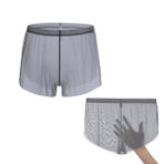 ZUOLAIYIN Erkekler için koşu şortu, file şort, büyük bölünmüş taraflı, iç çamaşırı, boxer şort, balık ağı, şeffaf, mayo, koşu şortu, atletik, Koyu gri (8373), XXL