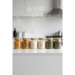 Zuri Design 6’lı Cam Kavanoz Seti 575 cc – Vakumlu Bambu Kavanoz - Şeffaf