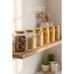 Zuri Design 6’lı Cam Kavanoz Seti 860 cc – Vakumlu Bambu Kavanoz - Çok Renkli