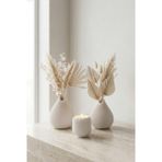 Zuri Design Bohem Damla Şekilli Beton Biblo Seti – Beyaz File Dokulu Modern Dekoratif Tasarım