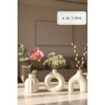 Zuri Design Bohem - Modern Beton Biblo 3’lü Set – Dekoratif Minimal Biblo - Beyaz