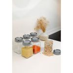 Zuri Design Cam Kavanoz Seti Taşıma Kulplu - 6'lı Gıda Saklama Kabı 1600 ml - Şeffaf