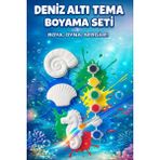 Zuri Design Deniz Altı Tema Boyama Seti Beton Figür Boyama Seti Fırça ve Boya Dahil - Beyaz
