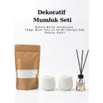 Zuri Design Modern Dekoratif Beton Biblo Mumluk Seti - Beyaz File Dokulu Tasarım + 100 gr Mum Tozu Hediyeli