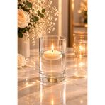 ZURİ DESİGN Şeffaf Cam Şamdan Mumluk Minimal Silindir Dekoratif Vazo 9 cm x 10 cm