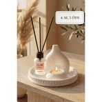 ZURİ DESİGN Vanilya 50 ml Cam Şişe Oda Kokusu Mum Altlığı ve Beton Biblo Set - Sunum Tepsisi Seti