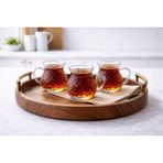 Zürih Collection 3 Parça Keyfi Ala Kulplu Damla Model Tombul Çay Bardağı Borosilikat Cam - 3 Adet - 200 ml