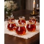 Zürih Collection 6 Parça Keyfi Ala Kulplu Pinterest Model Tombul Çay Bardağı Borosilikat Cam - Şeffaf - 200 ml