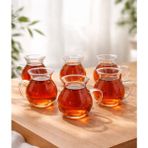 Zürih Collection 6 Parça Keyfi Ala Kulplu Tombul Çay Bardağı Borosilikat Cam - 6 Adet - 200 ml