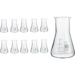 Zürih Ticaret Cam Erlen 250 mL - Erlenmeyer Flask - Geniş Boyunlu Isıya Dayanıklı - 10 Adetlik Toptan Set