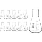 Zürih Ticaret Cam Erlen 500 mL - Erlenmeyer Flask - Geniş Boyunlu Isıya Dayanıklı - 10 Adetlik Toptan Set
