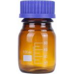 Zürih Ticaret ZURIHLAB Amber Cam Şişe 100 mL - Vida Kapaklı Boş Numune Şişesi - Otoklav Şişe - Sızdırmaz Kapak