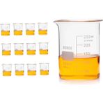 Zürih Ticaret ZURIHLAB Cam Beher 250 ml - Kısa Form Beaker - Isıya Dayanıklı - 12 Adetlik Set Paket