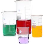 Zürih Ticaret ZURIHLAB Uzun Form Cam Beher Seti - Isıya Dayanıklı - 1000ML-500ML-250ML-100ML - 4 Adetlik Set