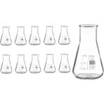 ZürihTicaret Cam Erlen 100 ml - Erlenmeyer Flask Geniş Boyunlu - Yüksek Kalite - 10 Adetlik Toptan Set