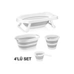 Zuu Baby Katlanabılır Banyo Seti Gri 4 Lü Set
