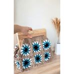 Zuviel Deco El Yapımı Ahşap Burslu Örgü Motifli Clutch Çanta Bej / Standart