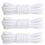 Zuzin Yarım yuvarlak ayakkabı bağcıkları 1/4 "ayakkabı bağcığı 3 çift atletik koşu Sneakers ayakkabı çizme dizeleri, Beyaz, 79" (200cm)