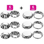 Zuzu Made 6 Adet Küçük + 6 Adet Büyük Tartolet Muffin Kek Cupcake Kurabiye Tart Kalıbı Metal 12 Parça Set