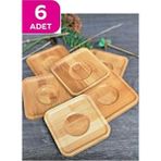 Zuzu Made Modern Kare Bambu Çay Tabağı Altlığı 6 Adet Bej Renk Fincan Bardak Altlığı