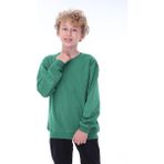 Zuzunga %100 Pamuk Oversize Unisex Sweatshirt Düz Yeşil Renk Uzun Kol Çocuklar İçin Rahat Tasarım - 5 Yaş