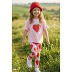 Zuzunga Strawberry Love Baskılı Kız Çocuk Tayt Takım – Pembe Çilek Desenli - 2 - 3 Yaş
