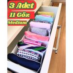 Zvenn 3 Adet 11 Gözlü Çekmece Içi Organizer & Düzenleyici Cepli Çamaşır Çorap Kravat Organizeri