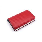 ZWALLET Pop Up Karbon Fiber Ince Kart Tutucu NFC & RFID Engelleme Lüks Minimalist Cüzdan 7 Kartları ve Nakit tutun, Kırmızı, Minimalist Pop Up